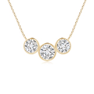 4.2mm HSI2 Three Stone Bezel-Set Round Diamond Pendant in Yellow Gold