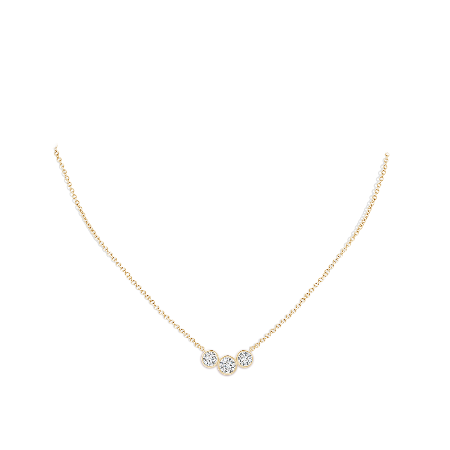 4.2mm HSI2 Three Stone Bezel-Set Round Diamond Pendant in Yellow Gold - body_neck