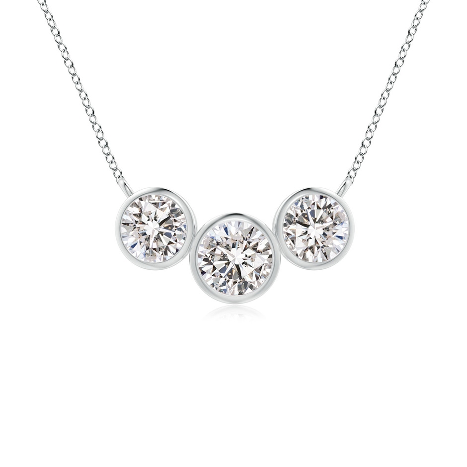 4.2mm IJI1I2 Three Stone Bezel-Set Round Diamond Pendant in White Gold 