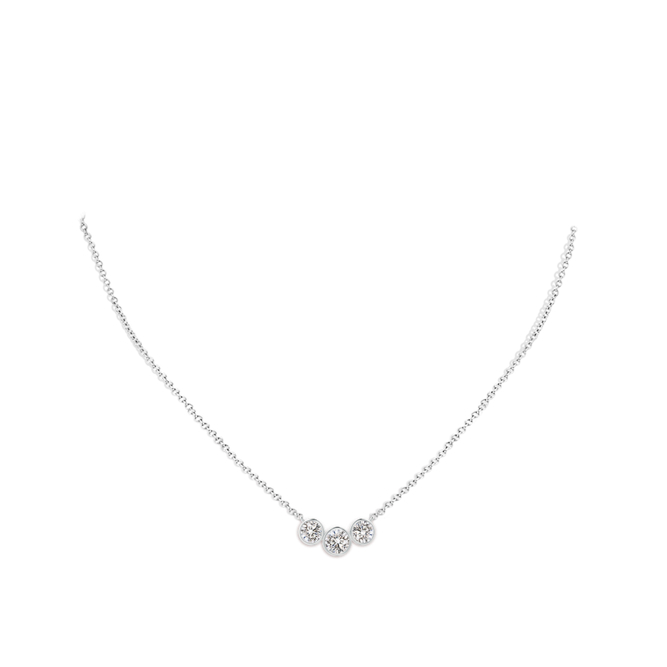4.2mm IJI1I2 Three Stone Bezel-Set Round Diamond Pendant in White Gold pen