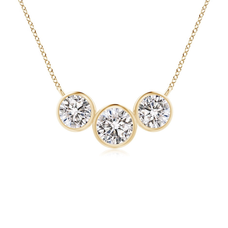 4.2mm IJI1I2 Three Stone Bezel-Set Round Diamond Pendant in Yellow Gold 