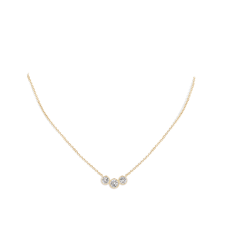 4.2mm IJI1I2 Three Stone Bezel-Set Round Diamond Pendant in Yellow Gold pen