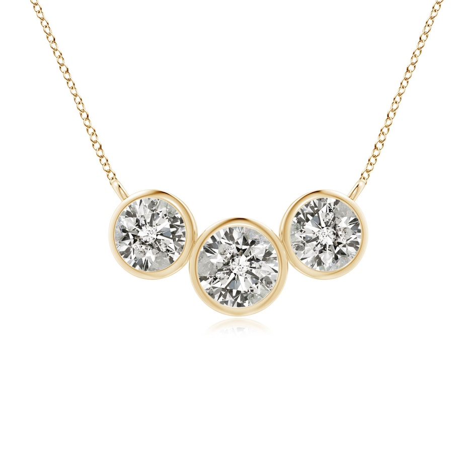 4.7mm KI3 Three Stone Bezel-Set Round Diamond Pendant in Yellow Gold 