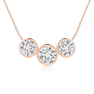 6mm HSI2 Three Stone Bezel-Set Round Diamond Pendant in 18K Rose Gold
