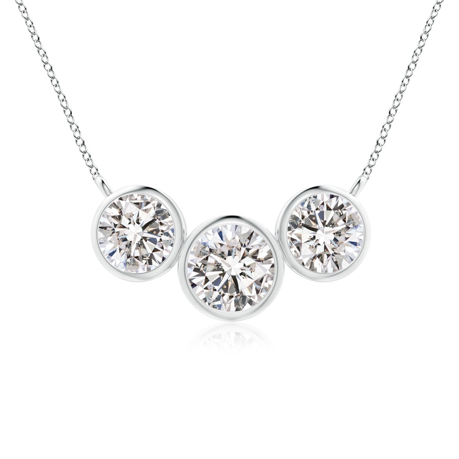 6mm IJI1I2 Three Stone Bezel-Set Round Diamond Pendant in White Gold 