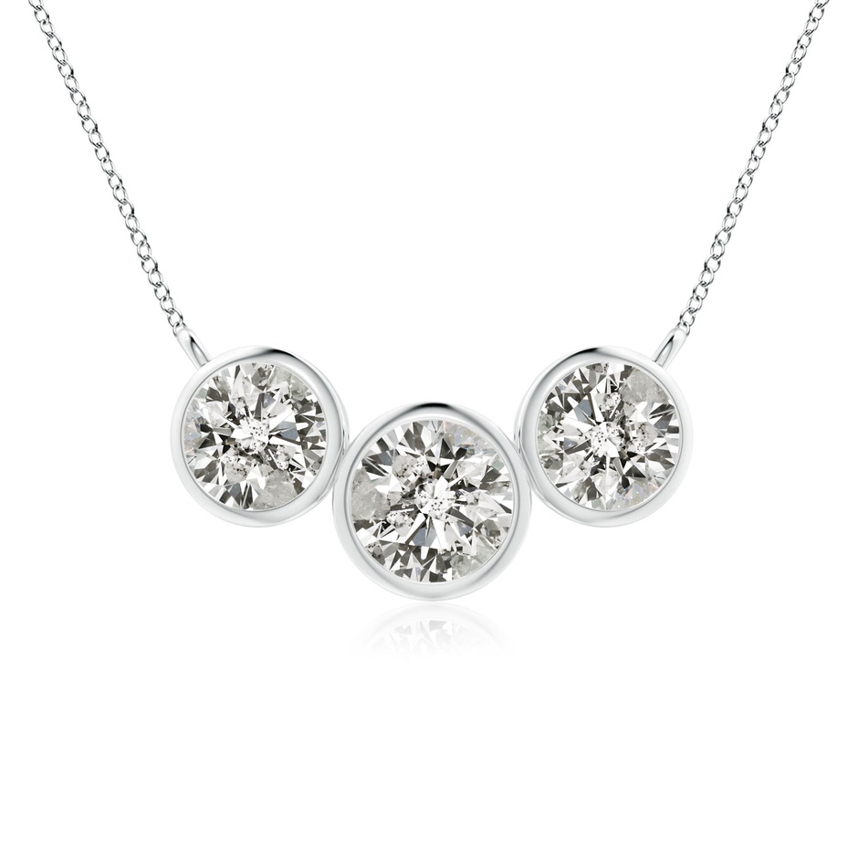 6mm KI3 Three Stone Bezel-Set Round Diamond Pendant in White Gold 