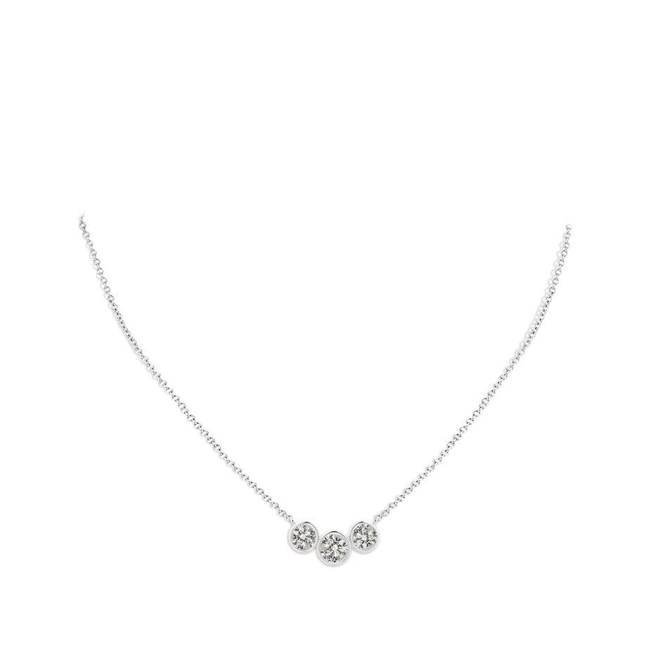 6mm KI3 Three Stone Bezel-Set Round Diamond Pendant in White Gold pen