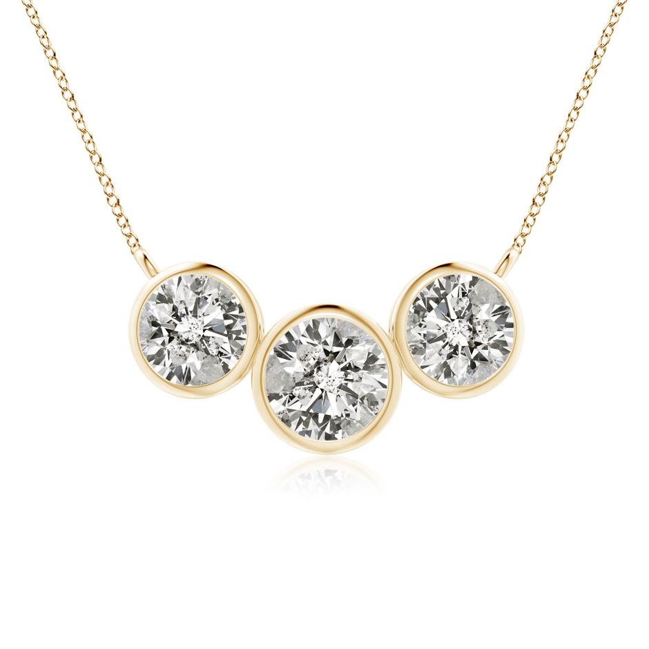 6mm KI3 Three Stone Bezel-Set Round Diamond Pendant in Yellow Gold 