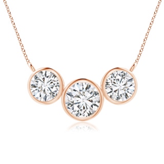 7.2mm HSI2 Three Stone Bezel-Set Round Diamond Pendant in 18K Rose Gold