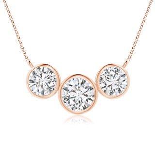 7.2mm HSI2 Three Stone Bezel-Set Round Diamond Pendant in Rose Gold