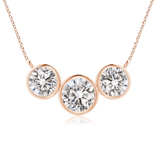 7.2mm IJI1I2 Three Stone Bezel-Set Round Diamond Pendant in Rose Gold