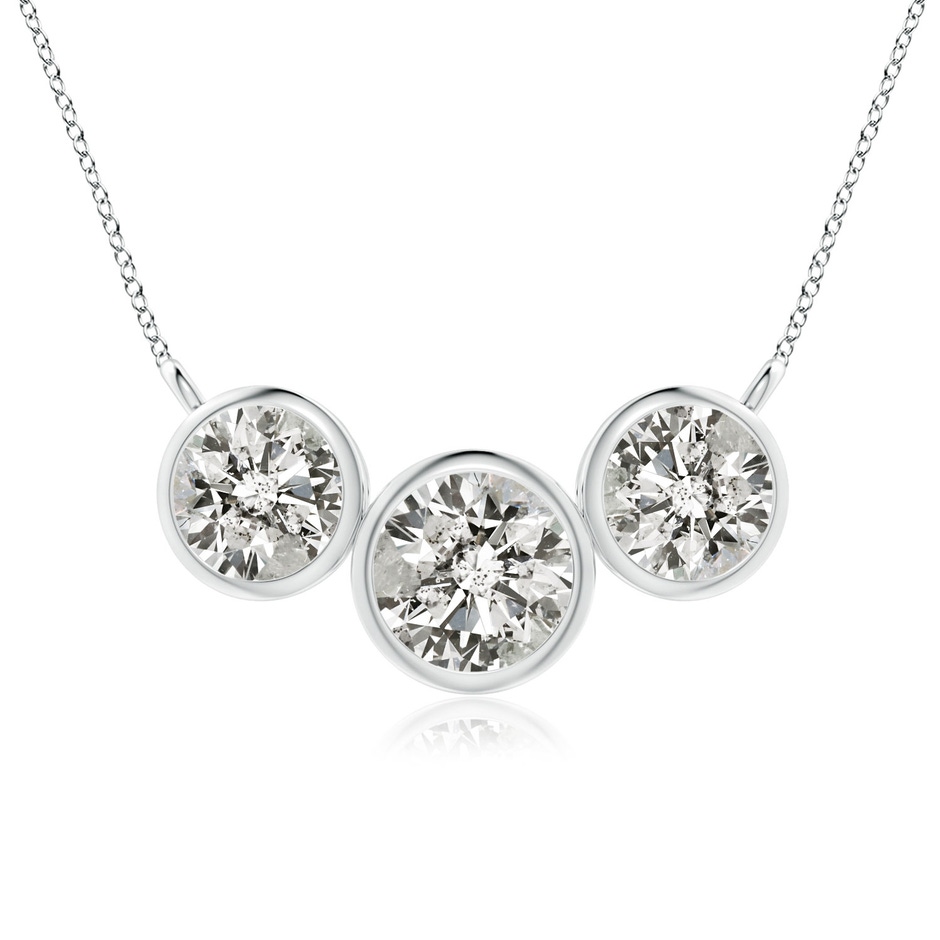 7.2mm KI3 Three Stone Bezel-Set Round Diamond Pendant in P950 Platinum 