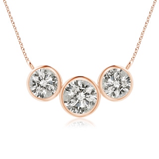 7.2mm KI3 Three Stone Bezel-Set Round Diamond Pendant in Rose Gold