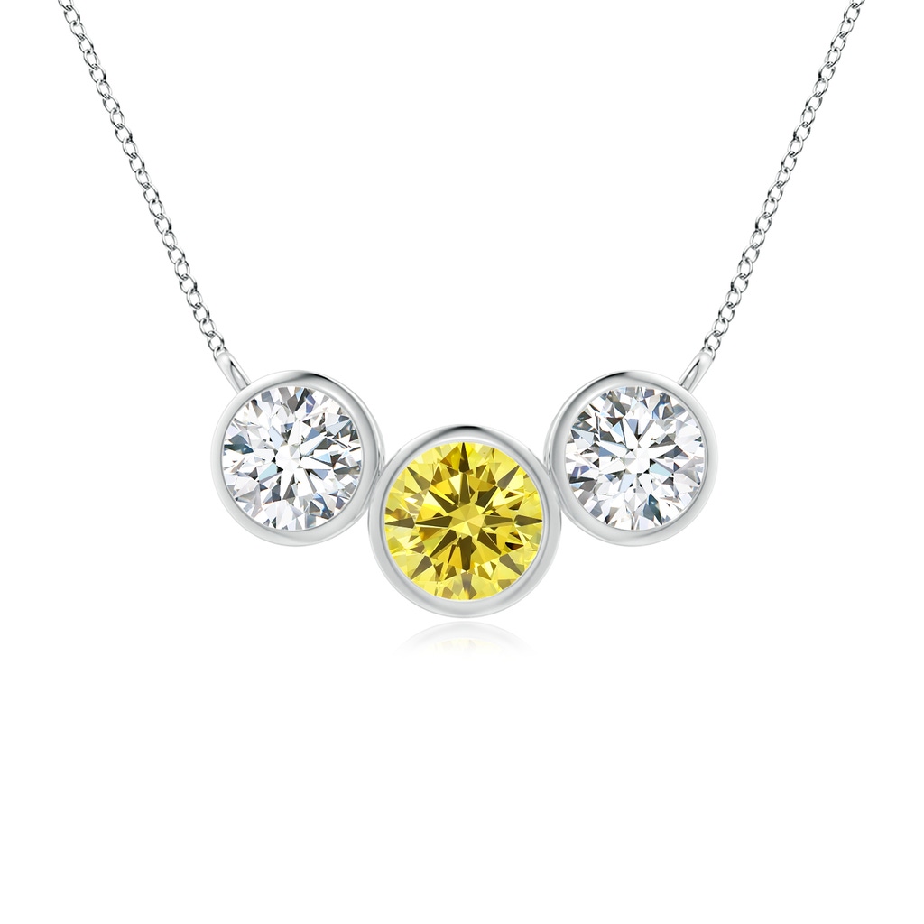 4.7mm AAAA Three Stone Bezel-Set Round Fancy Intense Yellow Diamond Pendant in P950 Platinum