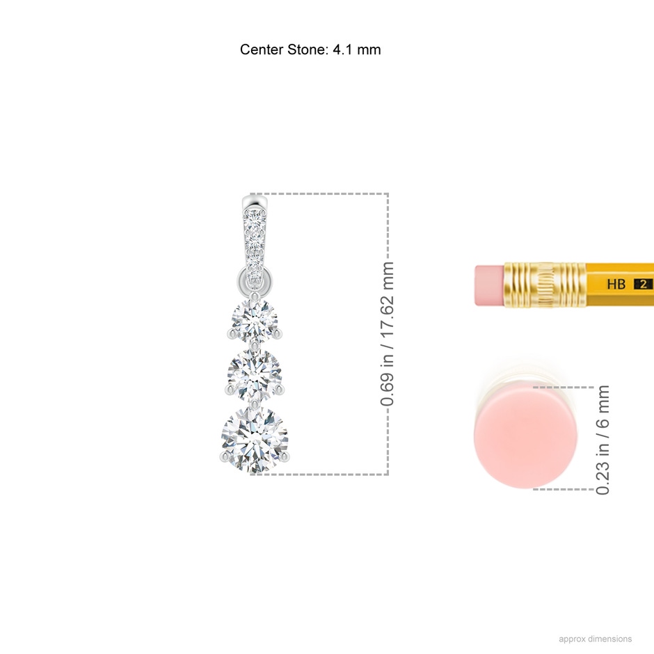 4.1mm GVS2 Graduated Prong-Set Round Diamond Pendant in P950 Platinum ruler