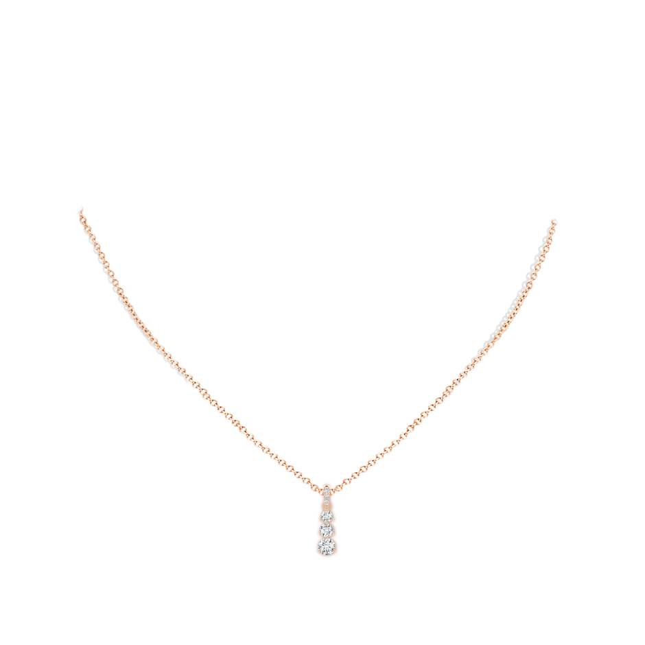 4.1mm GVS2 Graduated Prong-Set Round Diamond Pendant in Rose Gold body-neck