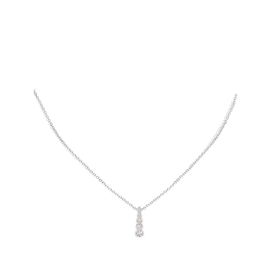 4.1mm GVS2 Graduated Prong-Set Round Diamond Pendant in White Gold body-neck