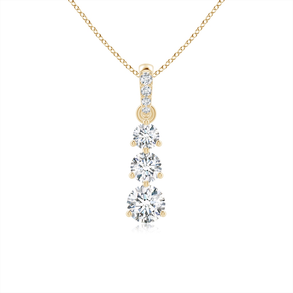 4.1mm GVS2 Graduated Prong-Set Round Diamond Pendant in Yellow Gold