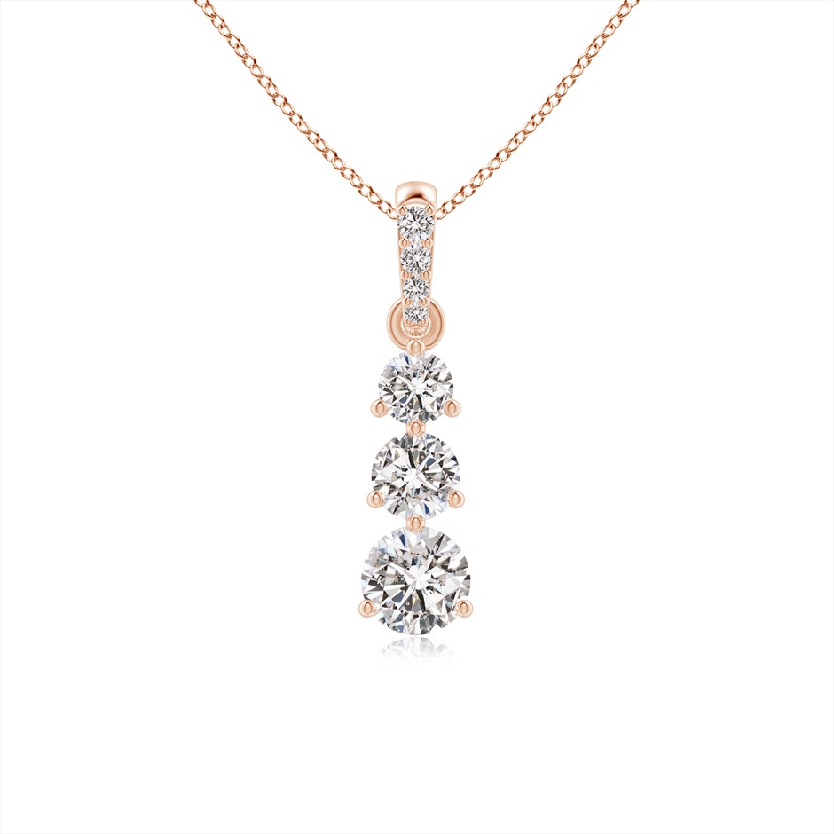 4.1mm IJI1I2 Graduated Prong-Set Round Diamond Pendant in Rose Gold 