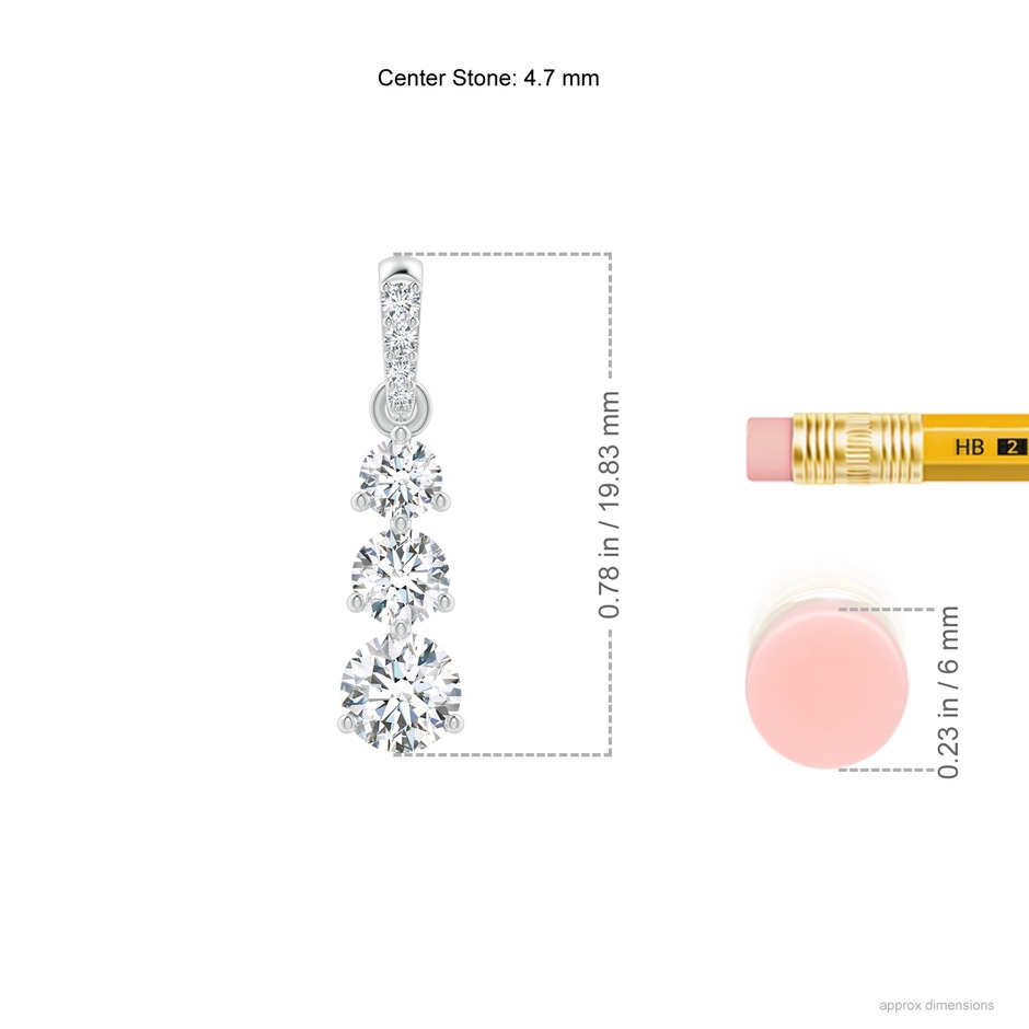 4.7mm GVS2 Graduated Prong-Set Round Diamond Pendant in P950 Platinum ruler