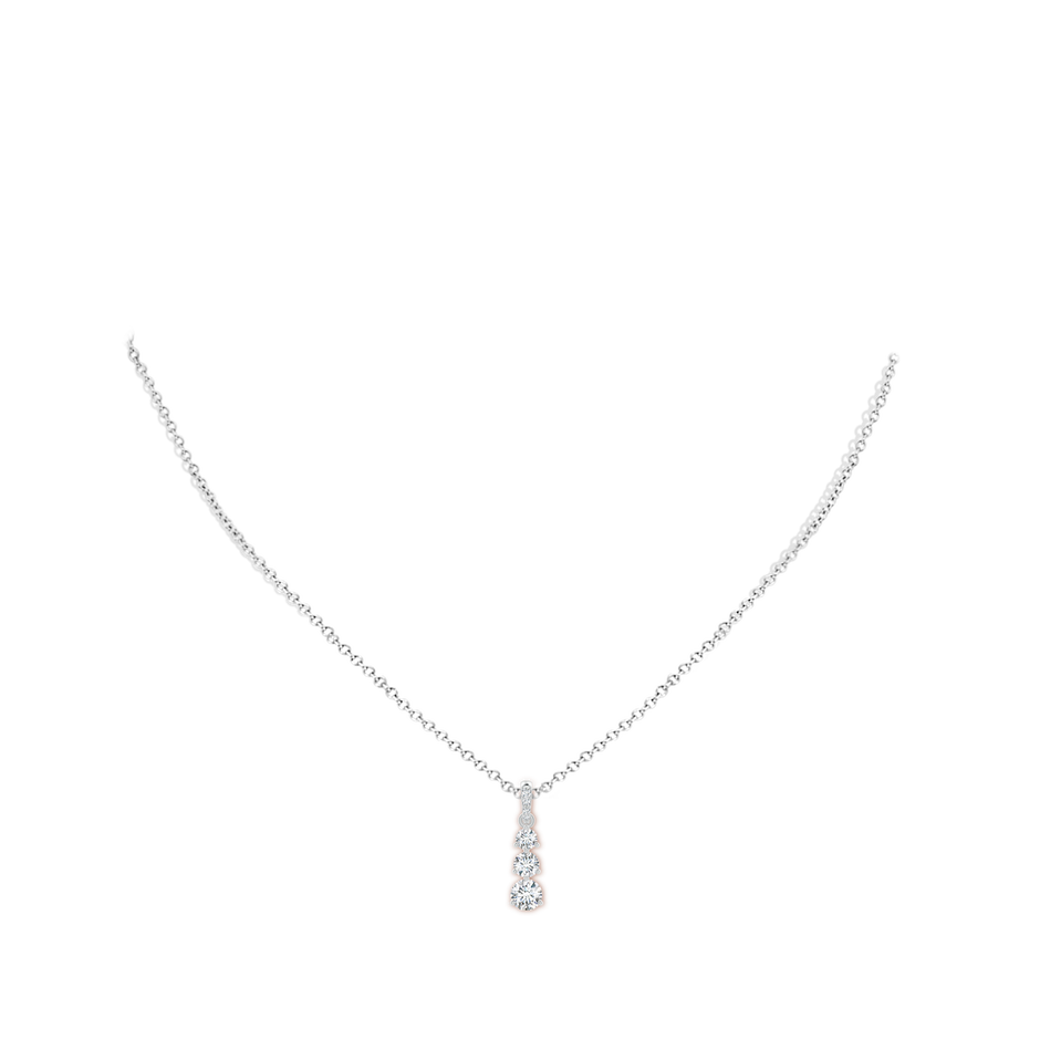 4.7mm GVS2 Graduated Prong-Set Round Diamond Pendant in P950 Platinum body-neck