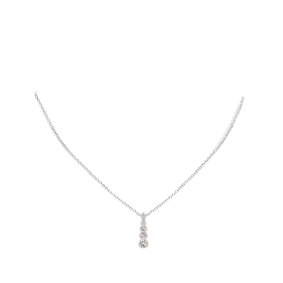 4.7mm IJI1I2 Graduated Prong-Set Round Diamond Pendant in White Gold body-neck