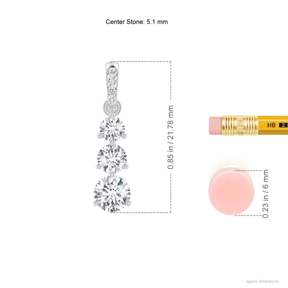 5.1mm GVS2 Graduated Prong-Set Round Diamond Pendant in P950 Platinum ruler
