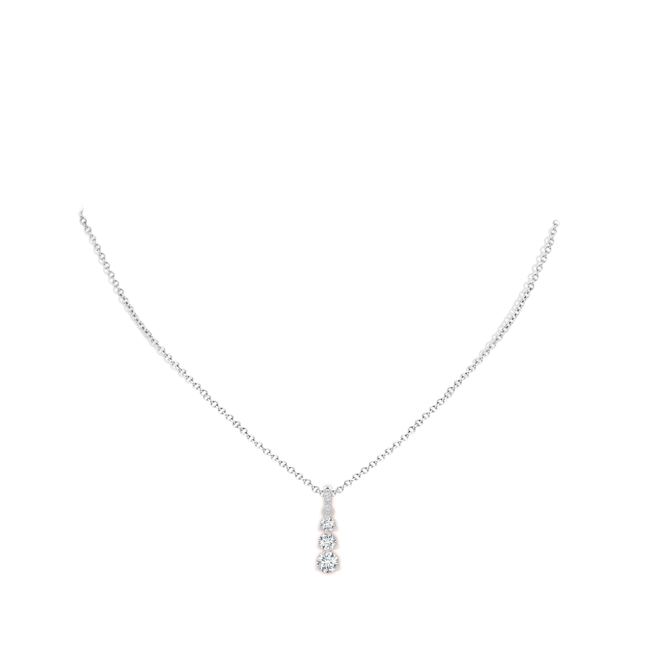 5.1mm GVS2 Graduated Prong-Set Round Diamond Pendant in P950 Platinum body-neck