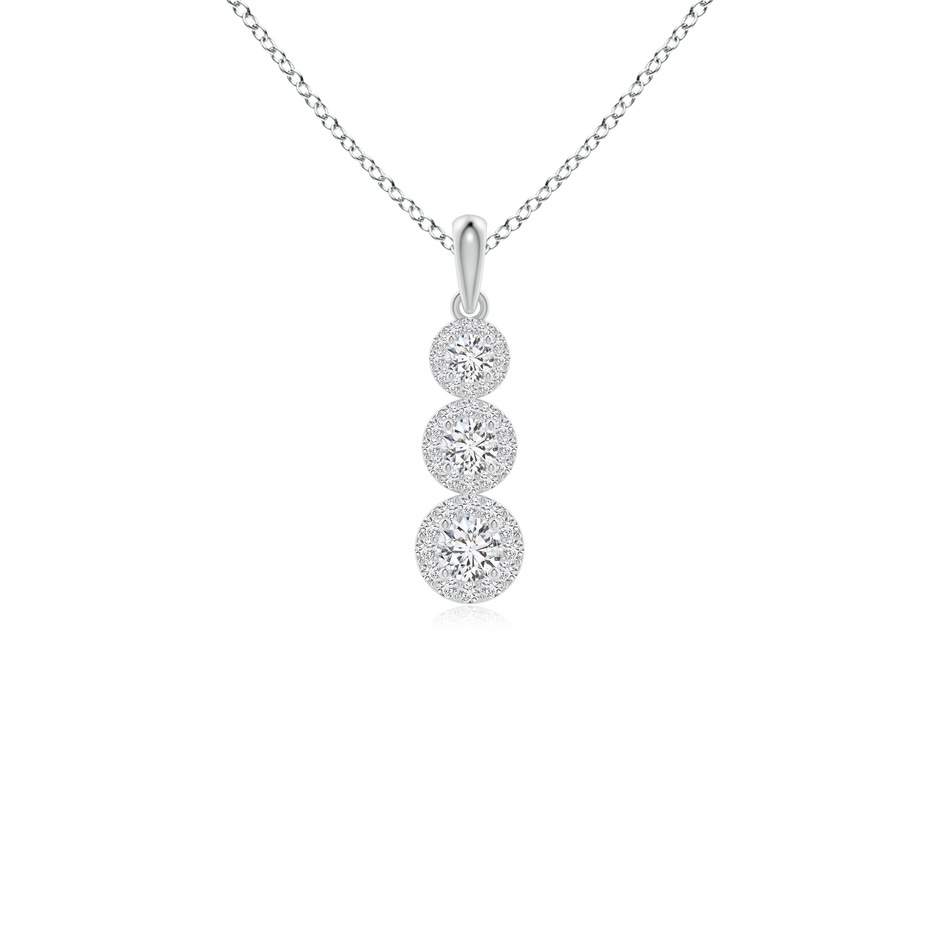 3.5mm HSI2 Three Stone Graduated Diamond Pendant with Halo in White Gold 