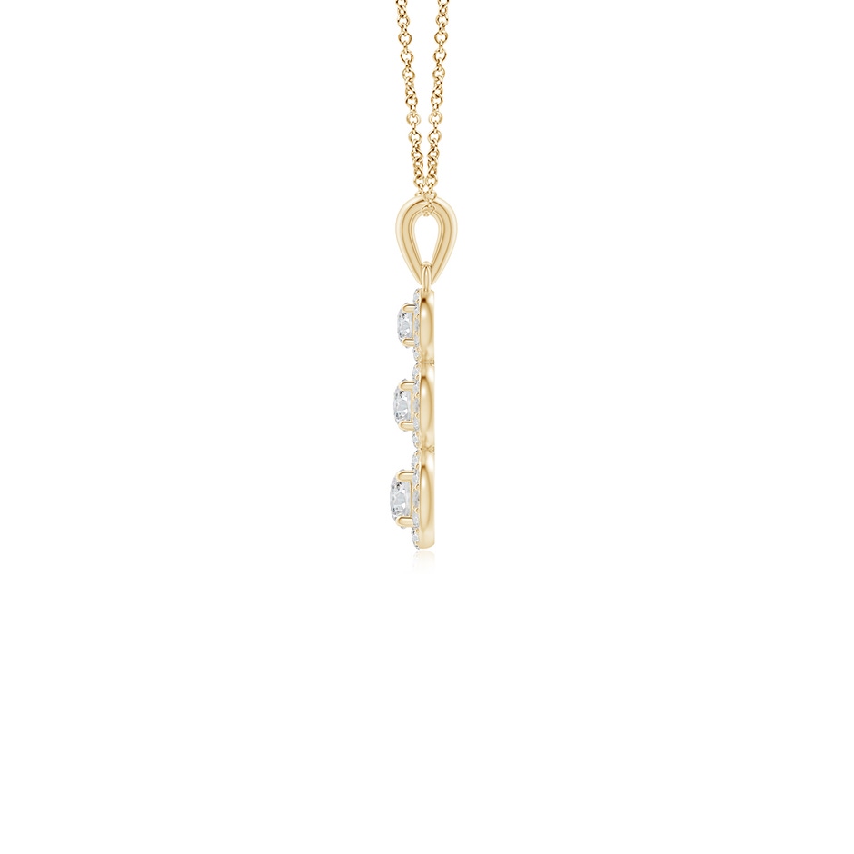 3.5mm HSI2 Three Stone Graduated Diamond Pendant with Halo in Yellow Gold side 199
