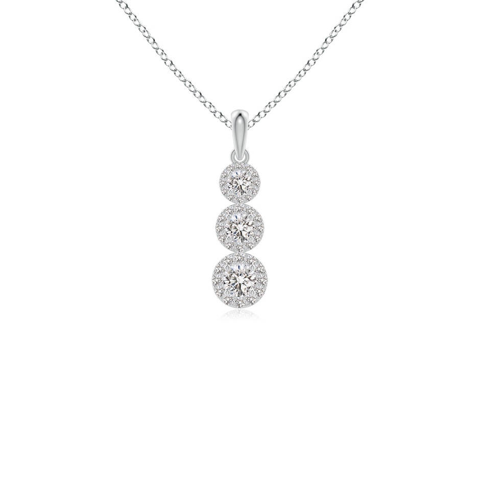 3.5mm IJI1I2 Three Stone Graduated Diamond Pendant with Halo in White Gold 