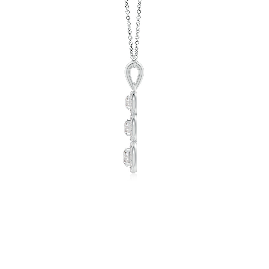 3.5mm IJI1I2 Three Stone Graduated Diamond Pendant with Halo in White Gold side 199
