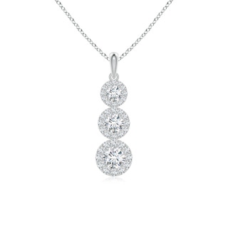 4.4mm GVS2 Three Stone Graduated Diamond Pendant with Halo in P950 Platinum