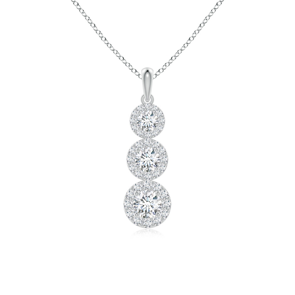 4.4mm GVS2 Three Stone Graduated Diamond Pendant with Halo in P950 Platinum 
