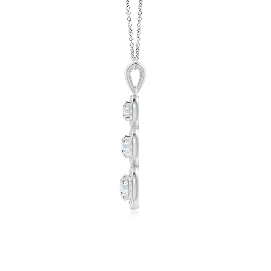 4.4mm GVS2 Three Stone Graduated Diamond Pendant with Halo in P950 Platinum side 199
