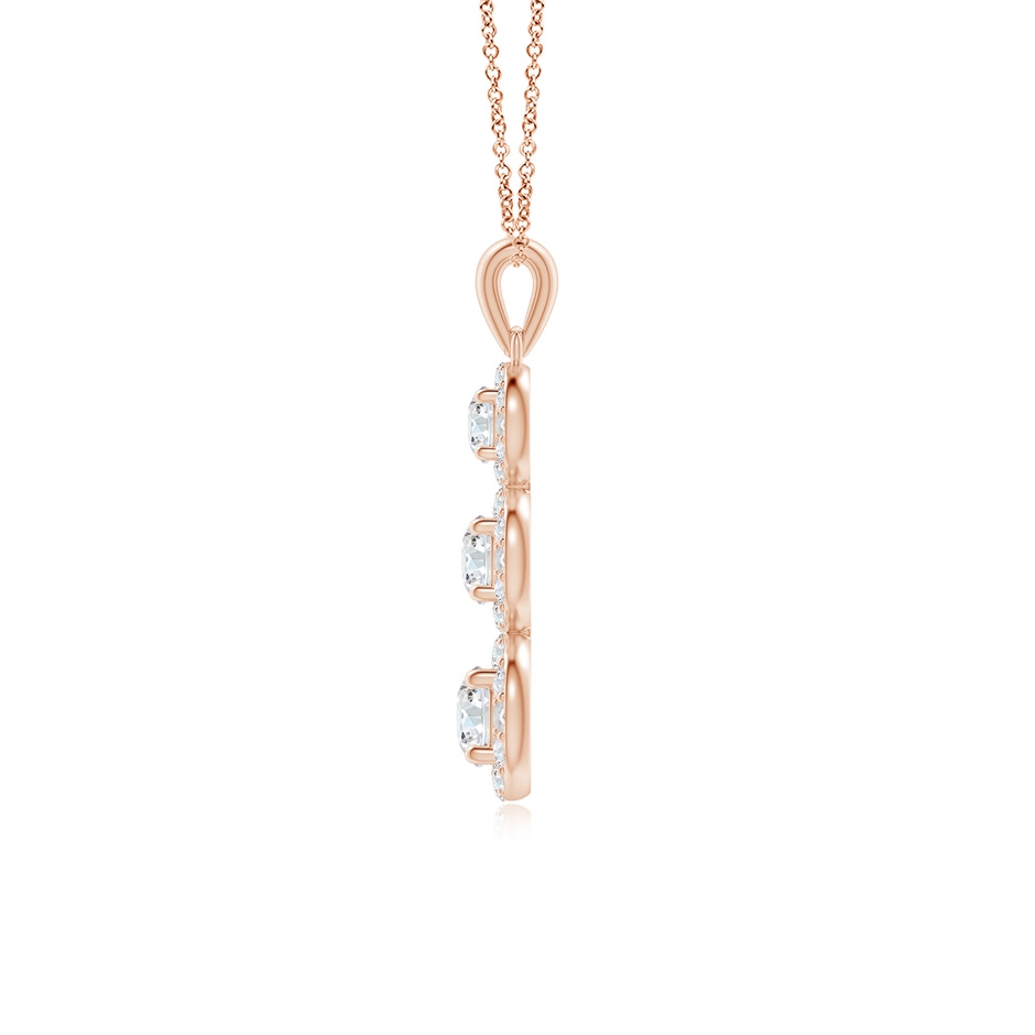 4.4mm GVS2 Three Stone Graduated Diamond Pendant with Halo in Rose Gold side 199