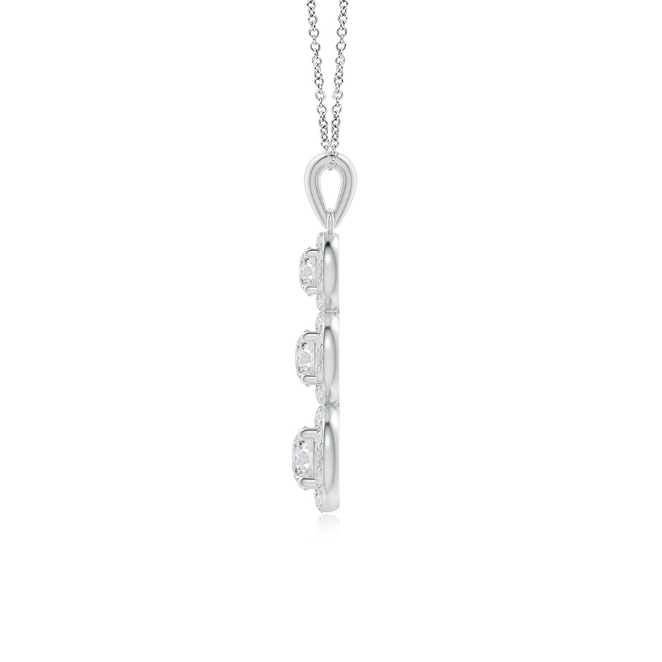 4.4mm HSI2 Three Stone Graduated Diamond Pendant with Halo in White Gold side 199