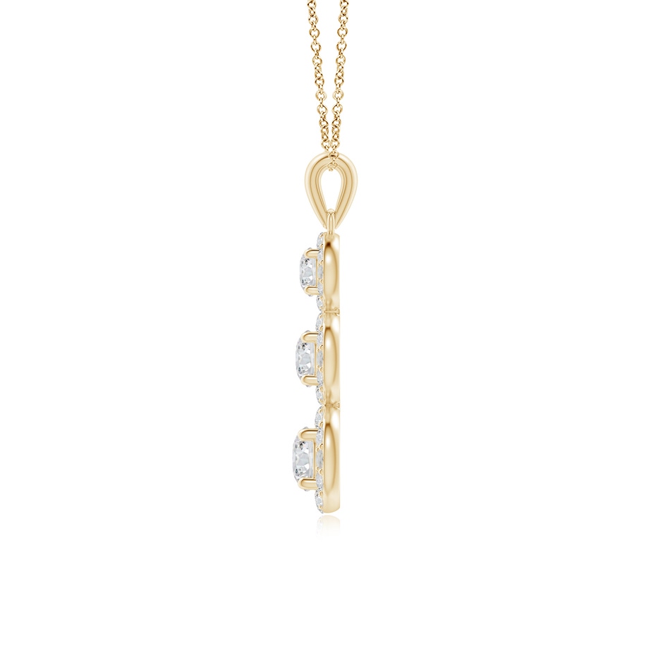 4.4mm HSI2 Three Stone Graduated Diamond Pendant with Halo in Yellow Gold side 199