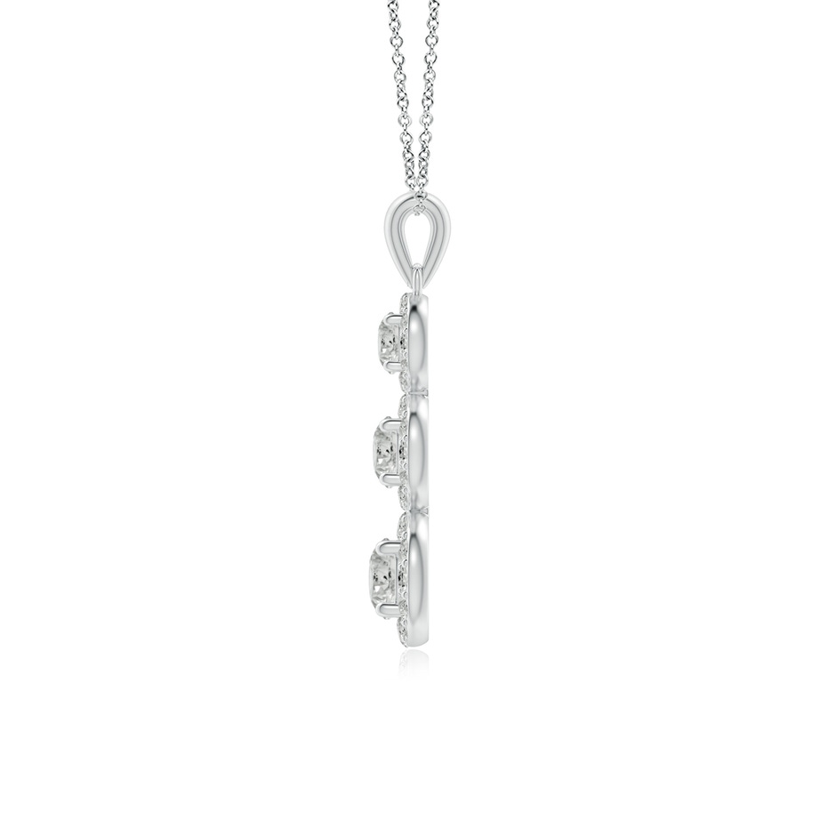 4.4mm KI3 Three Stone Graduated Diamond Pendant with Halo in White Gold side 199