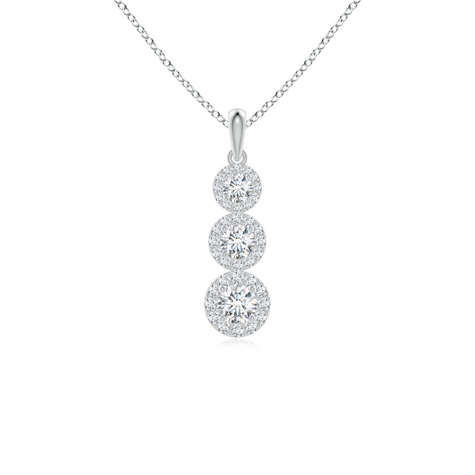4mm GVS2 Three Stone Graduated Diamond Pendant with Halo in P950 Platinum 