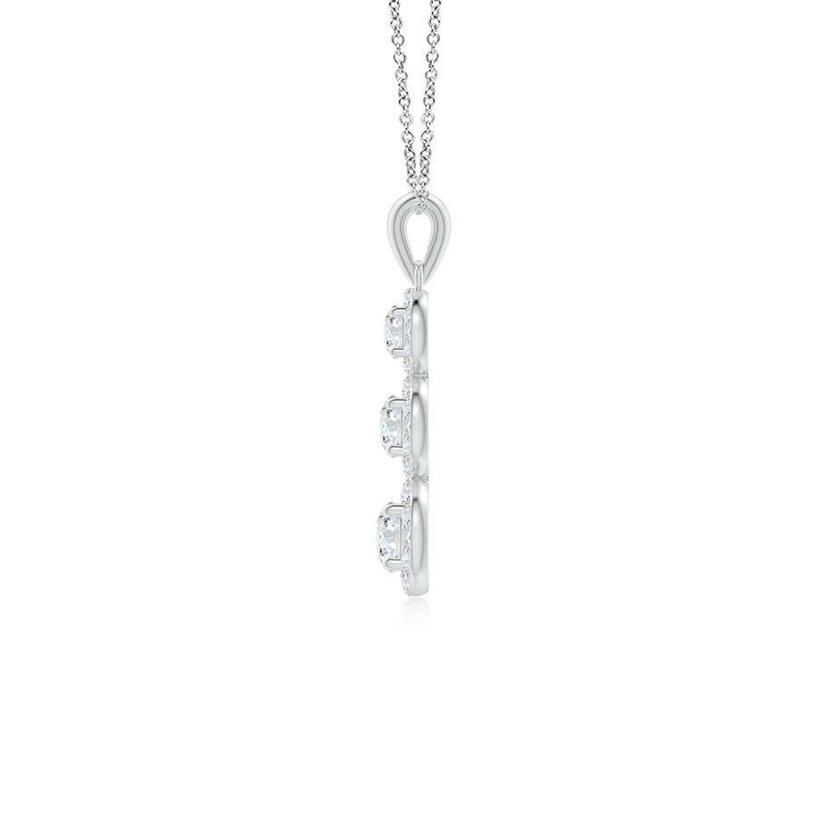 4mm GVS2 Three Stone Graduated Diamond Pendant with Halo in P950 Platinum side 199