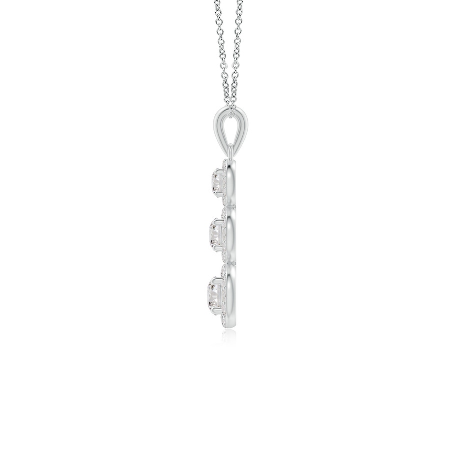 4mm IJI1I2 Three Stone Graduated Diamond Pendant with Halo in White Gold side 199