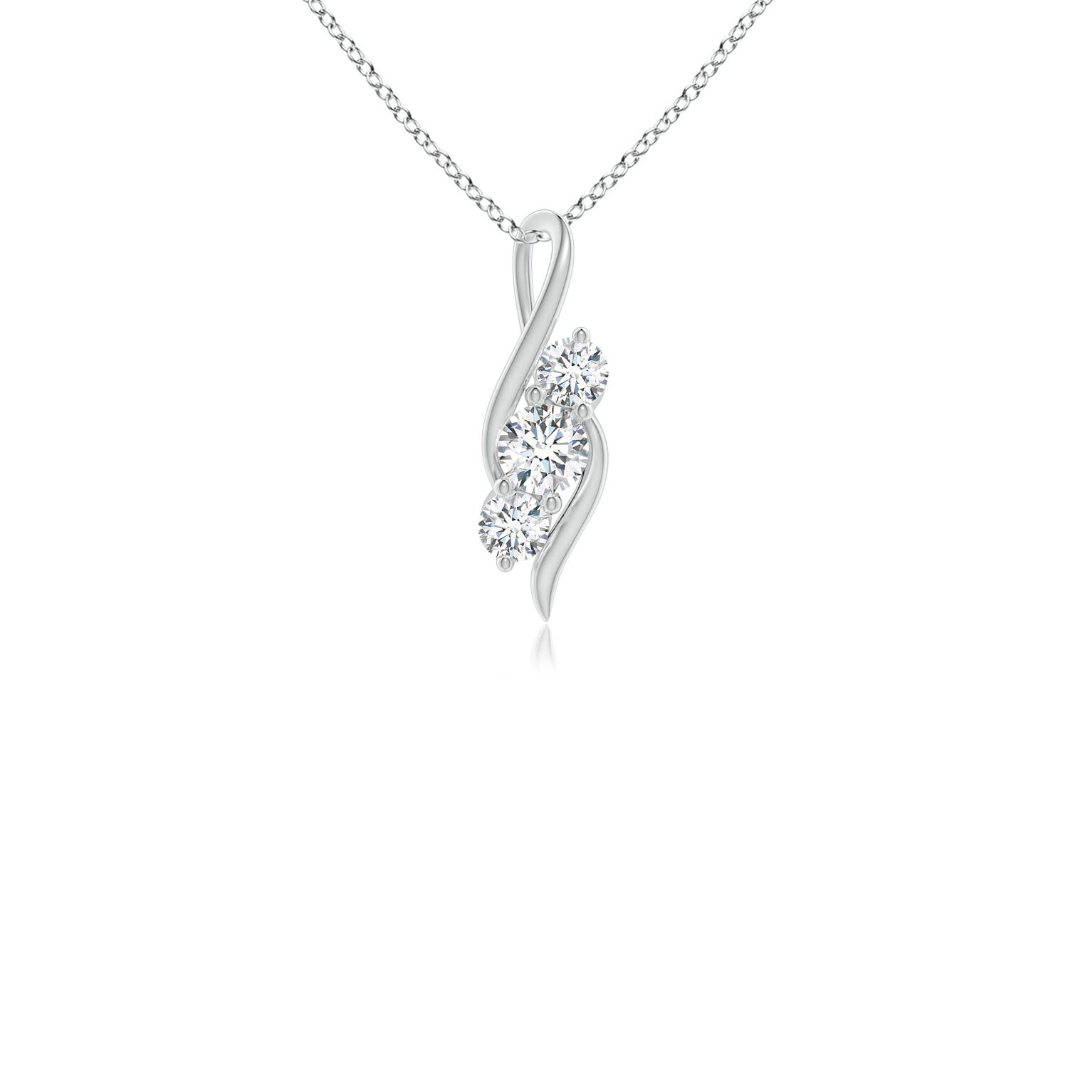 3.3mm GVS2 Diamond Three Stone Pendant with Twisted Bale in P950 Platinum