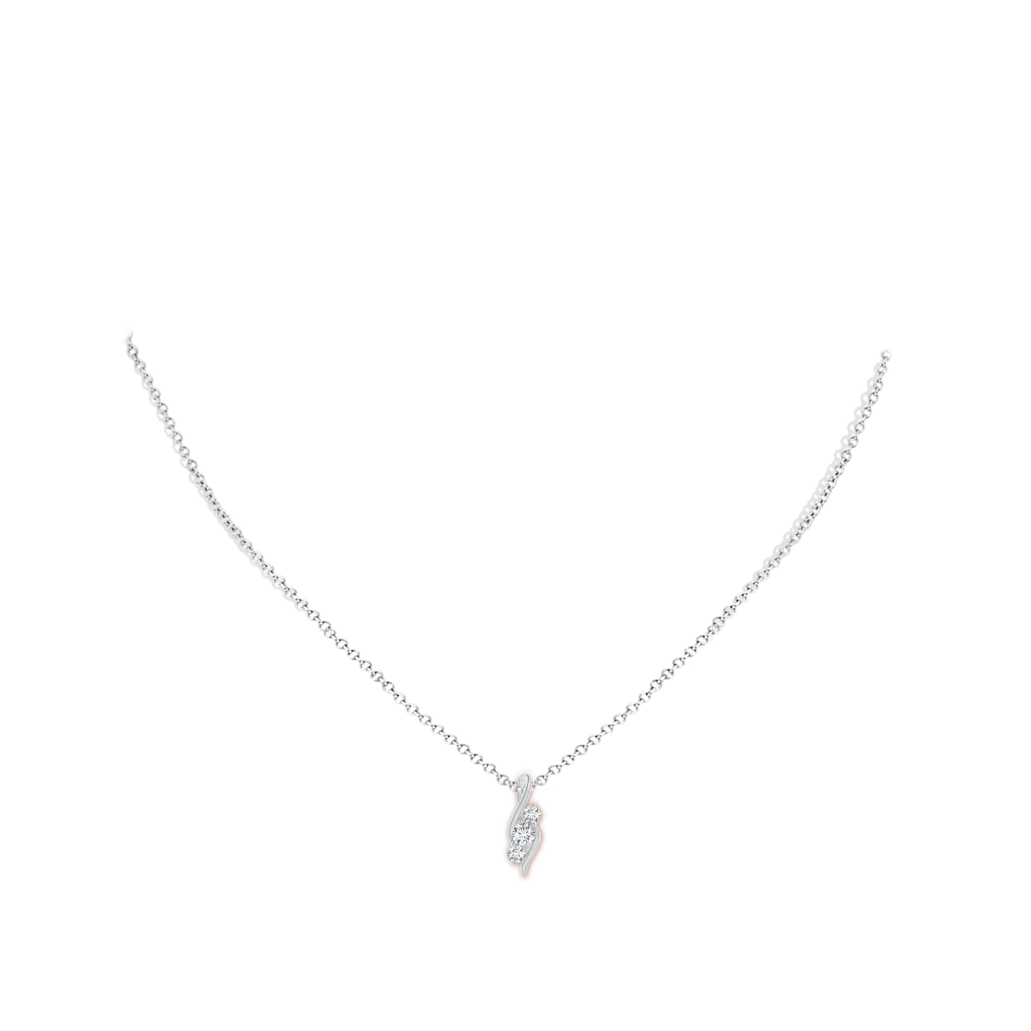 3.3mm GVS2 Diamond Three Stone Pendant with Twisted Bale in White Gold - body_neck