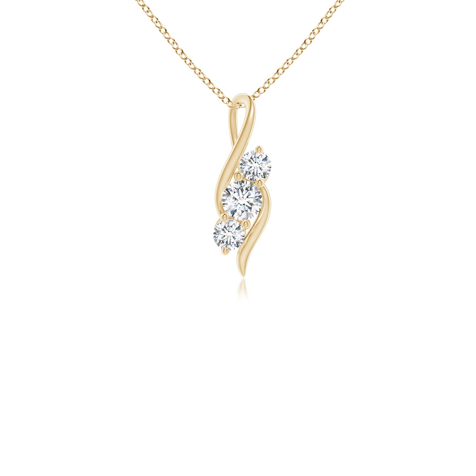 3.3mm GVS2 Diamond Three Stone Pendant with Twisted Bale in Yellow Gold 