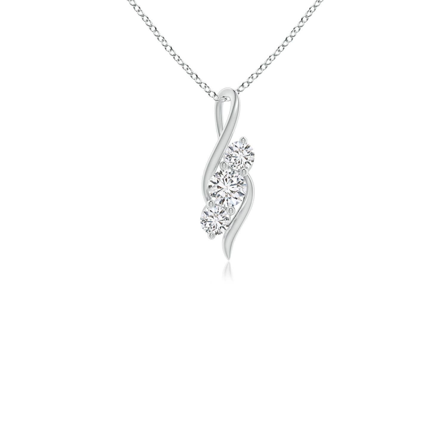3.3mm HSI2 Diamond Three Stone Pendant with Twisted Bale in 18K White Gold