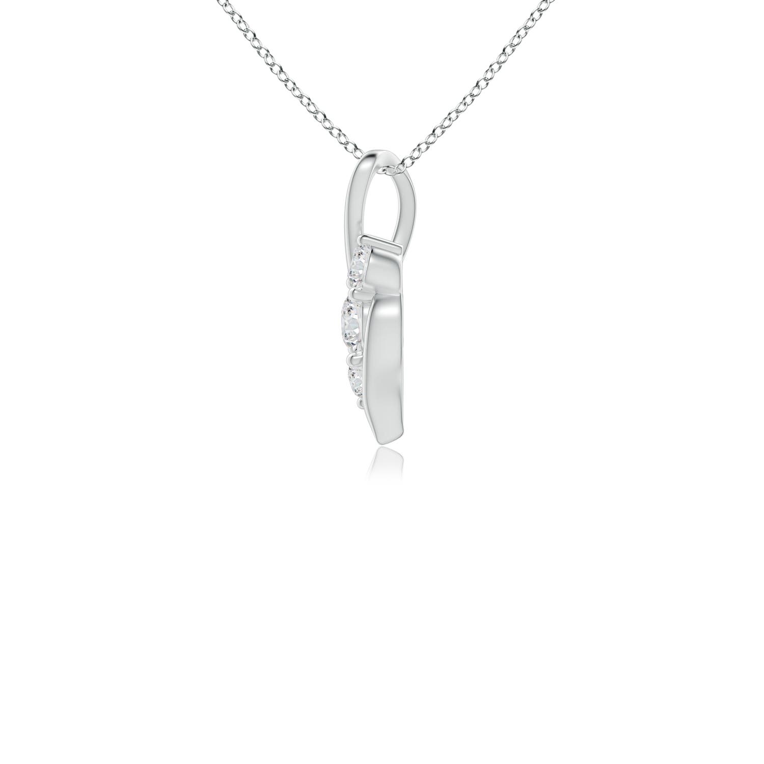 3.3mm HSI2 Diamond Three Stone Pendant with Twisted Bale in 18K White Gold