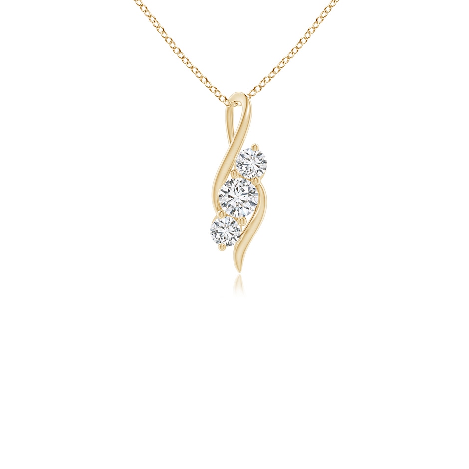 3.3mm HSI2 Diamond Three Stone Pendant with Twisted Bale in Yellow Gold 