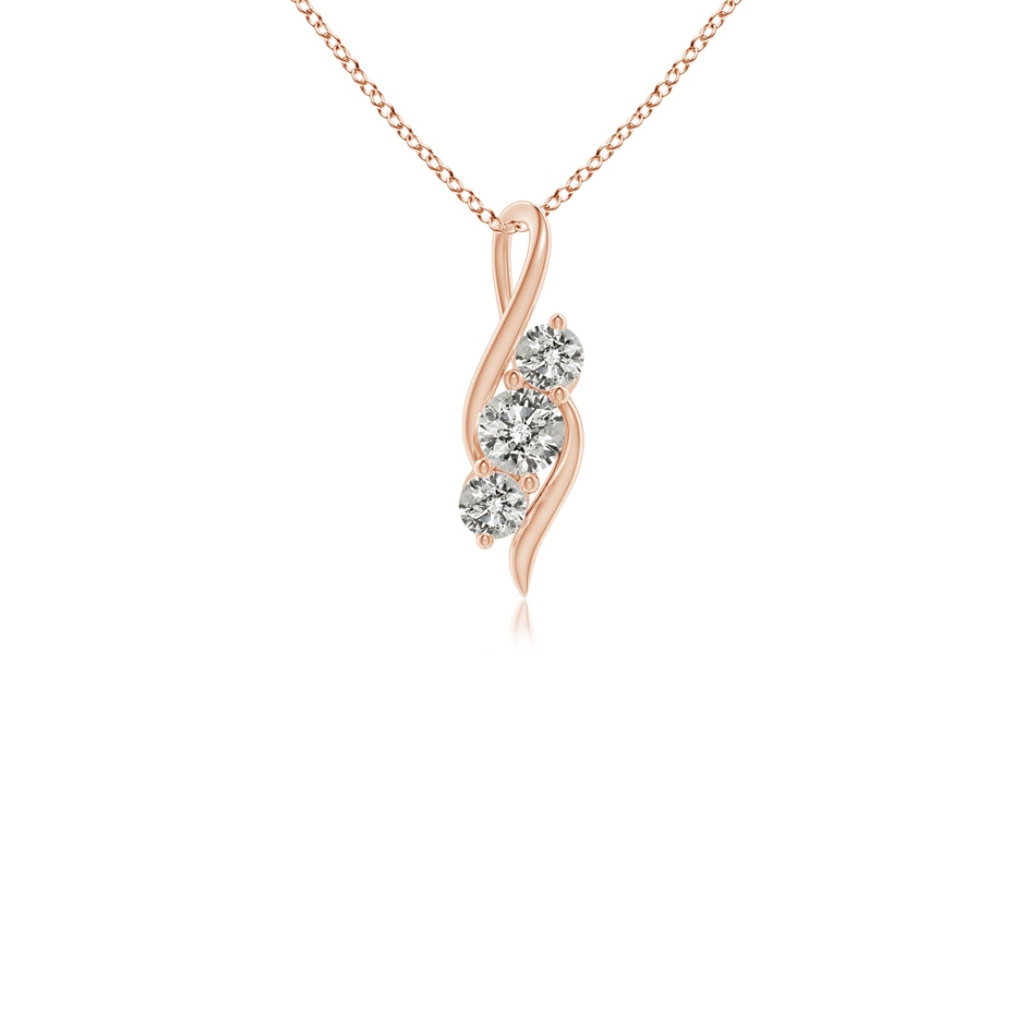 3.3mm KI3 Diamond Three Stone Pendant with Twisted Bale in Rose Gold 