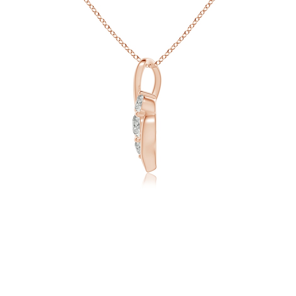 3.3mm KI3 Diamond Three Stone Pendant with Twisted Bale in Rose Gold side 199